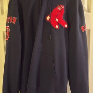 Boston Red Sox Navy Pullover Hoodie with Red Team Logo